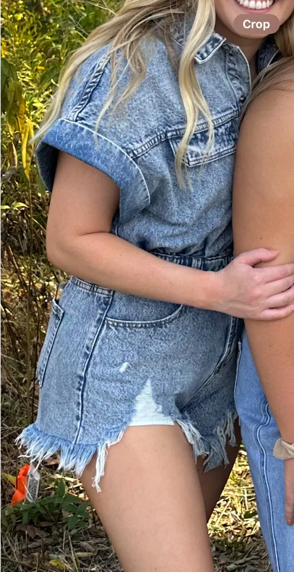 These Three Boutique Denim Romper - Image 8