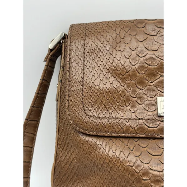 Liz Claiborne Small Purse Crossbody Brown Exotic Reptile - Image 3