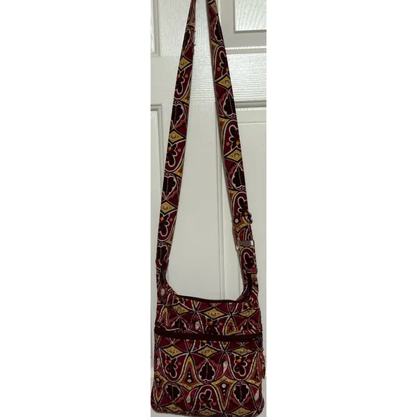 Stephanie Dawn‎ Floral Burgundy Yellow Crossbody Bag Adjustable Strap - Image 4