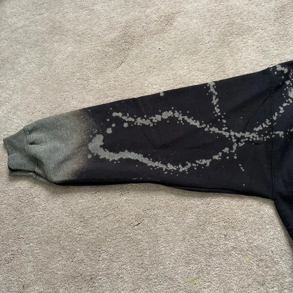 Spooky Season Ghost Bleach Dye Crewneck Sweatshirt Black Gray Size Large - Image 5