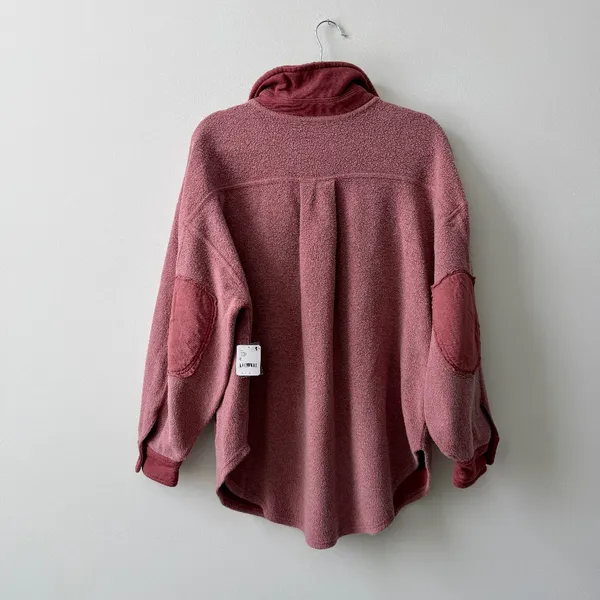 FREE PEOPLE Ruby Oversized Shirt Jacket in Rose Brown Cocoa/Mar - Size S NWT - Image 4