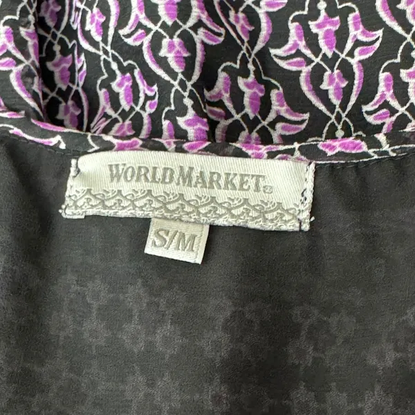 World Market Purple Boho Geometric Shift Dress S/M Pocketed Dark Fairy Whimsy - Image 8