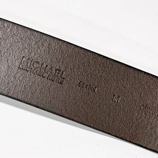 Michael Kors Dark Brown Leather Belt Gold-Tone Singnature MK Logo Hardware‎ NEW - Image 3