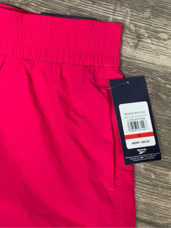 Reebok Women’s Relaxed Marathoner Track Shorts Pink Size Small NWT - Image 4