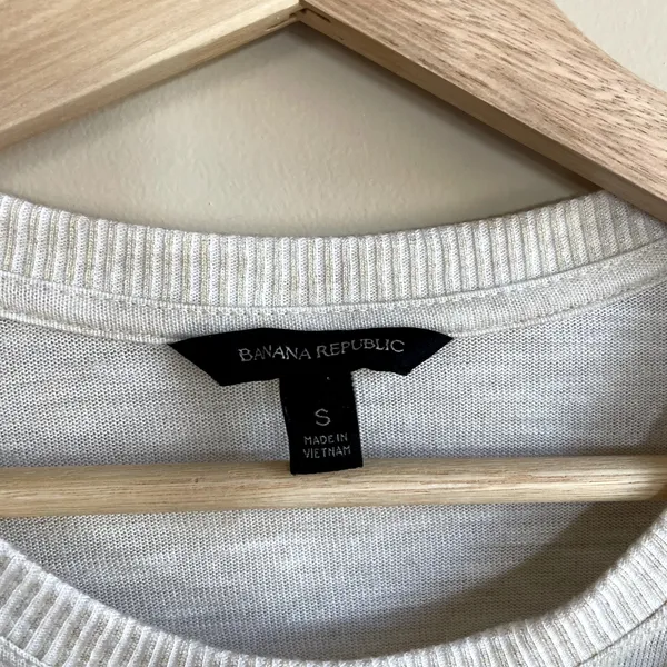 Banana Republic beige oatmeal knit‎ pullover crewneck sweater women's size small - Image 3