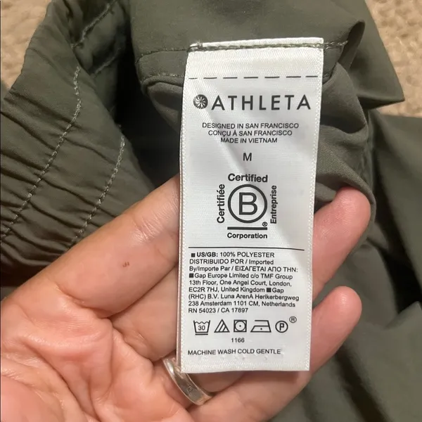 Athleta Cascade Cargo Poplin Cinch Wide Leg Pant Moss‎ Green Medium - Image 9