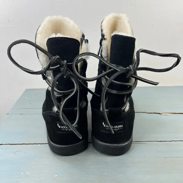 Koolaburra by UGG Shazi Black Suede Faux Fur Lined Boots 1019361 Womens Size 6 - Image 9