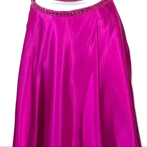 Mori Lee Fuchsia Embellished 2 Piece Prom Dress Size 10 Halter Gown - Image 8