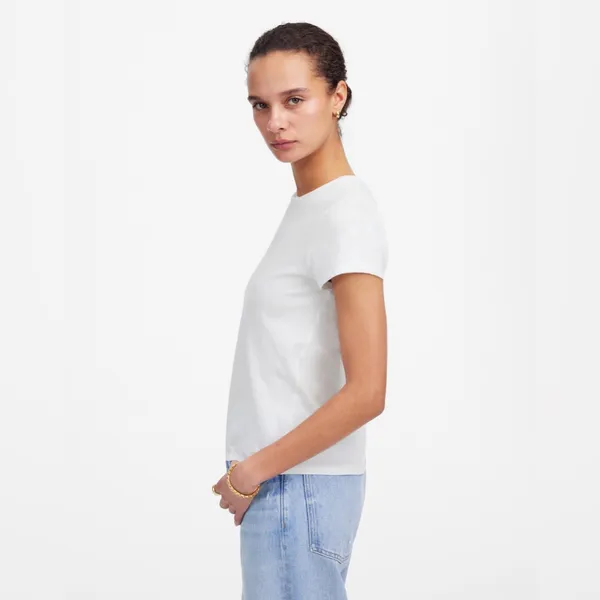 NWT Madewell Womens Essential Slim Tee Short Sleeve Lightweight Cotton White S - Image 3