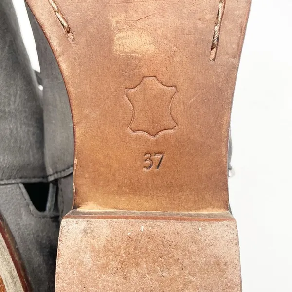 Free People Braeburn Distressed Gray Leather Ankle Boots 37 Double Buckle Strap - Image 12