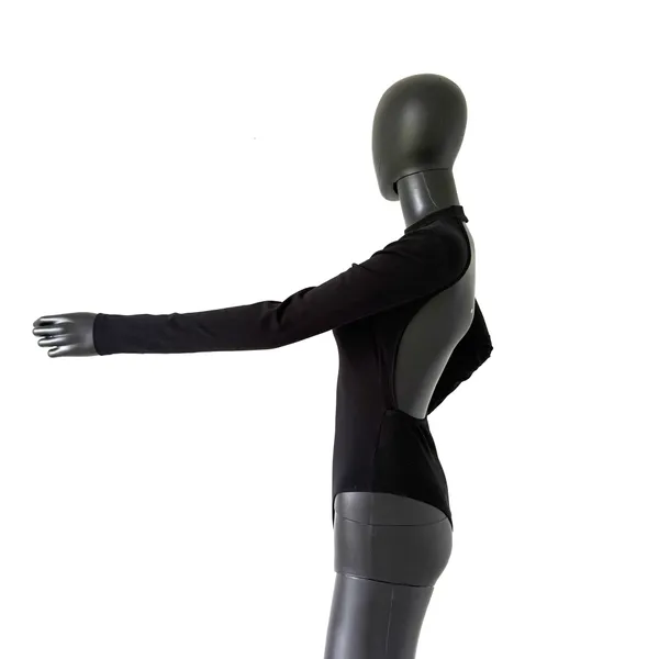 Mock Neck Bodysuit One Piece Blouse Open Back Backless Cut Out Back Top Long Sleeve - Image 5