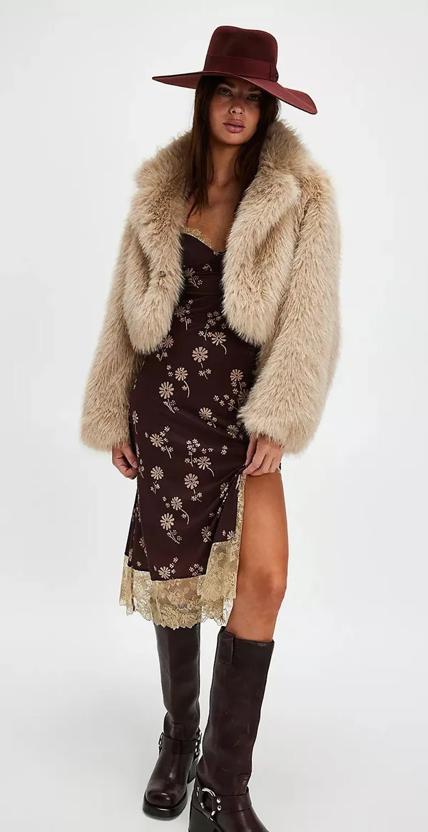 Free People NWT Party Crasher Midi Slip in Dark Coffee Combo. Size Medium - Image 3