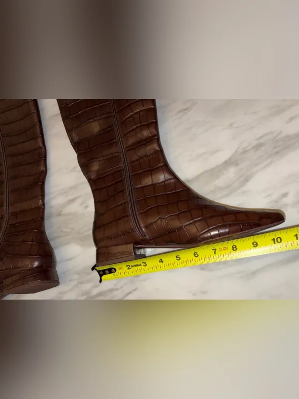 Gianni Bini Brown Crocodile Embossed Tall Knee High Boots Size 7.5M NWOB - Image 7