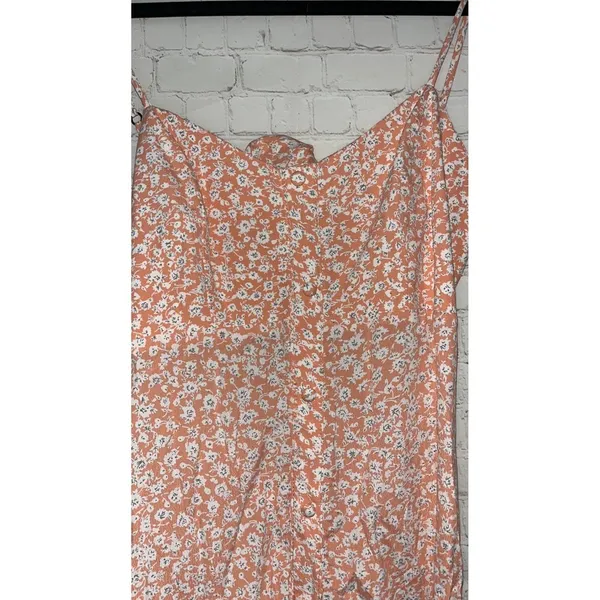Flynn Skye Pink Floral Maxi Dress Tie Front‎ Button Down Wedding Guest Size L - Image 3