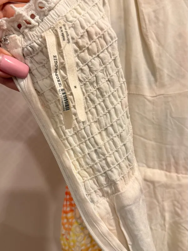 Anthropologie White Ruffled Eyelet Floral Embroidered Dress - Image 10