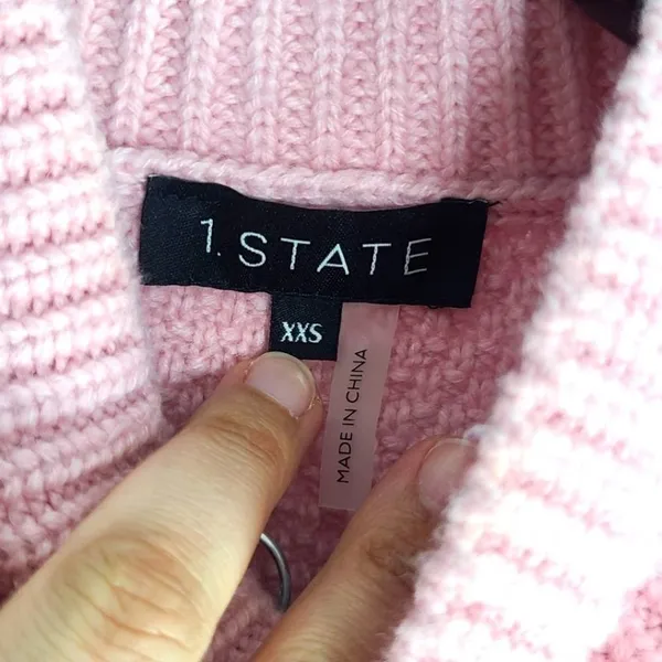 1. State Cable Knit Baby Pink Slim Turtleneck Sweater Size XXS‎ - Image 5