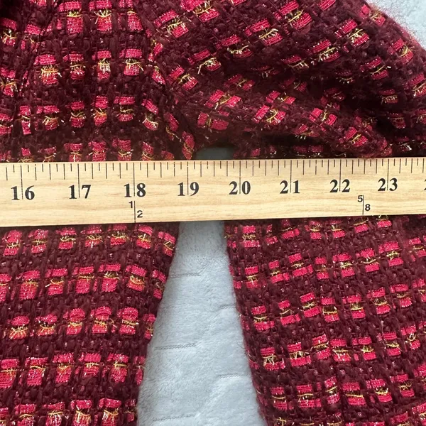 Tory Burch Tweed Boucle‎ Blazer Red Gold Metallic Designer Luxe Preppy Women 8 - Image 7
