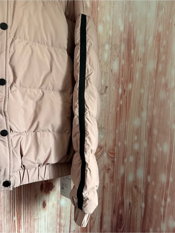 Halara Blush Pink Cropped Black Trim Puffer Winter Coat Jacket Size XL - Image 4