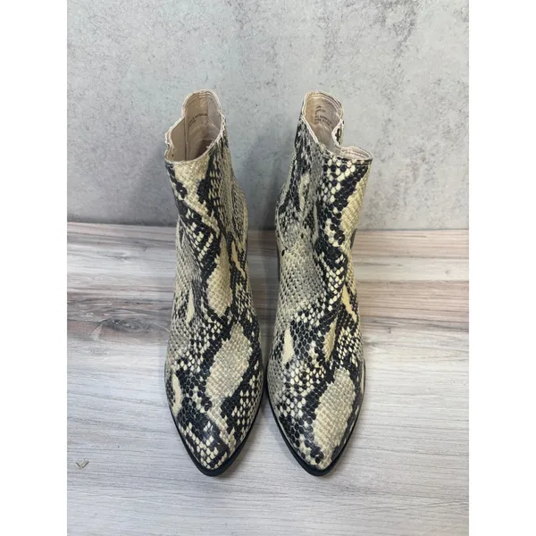 Steve Madden Size 6‎ Jain Snakeskin Print Ankle Booties Block Heel Pointed Toe - Image 2
