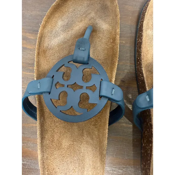 Tory Burch Miller Cloud Teal Blue Logo Thong Sandals Women's Size 9.5 - Image 3