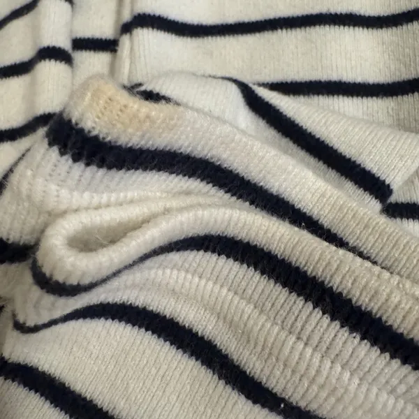 Polo Ralph Lauren Cotton Turtleneck‎ Sweater Womens Large Navy Ivory Stripe - Image 6