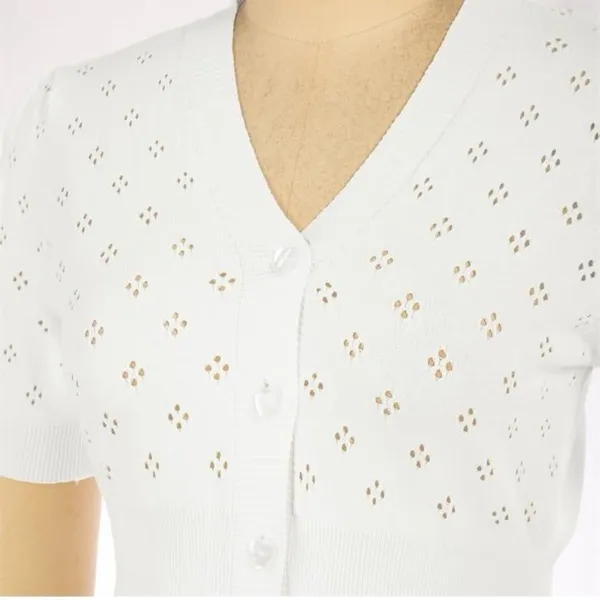 Love Shack Fancy Bella Poque coquette knit dainty cardigan top - Image 2