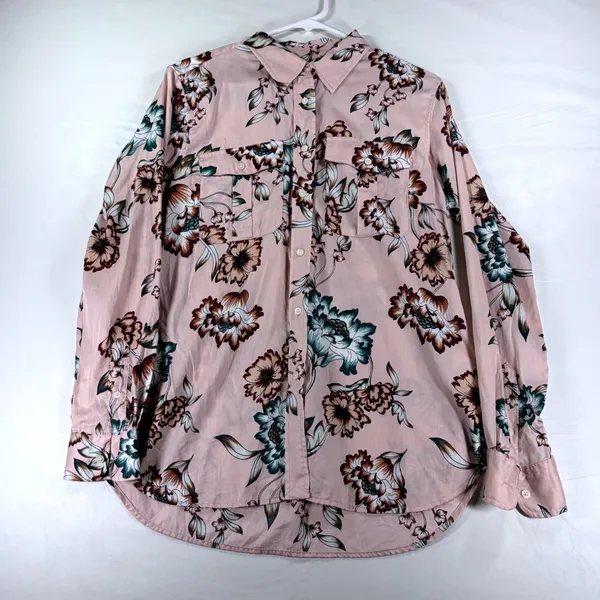Lauren Ralph Lauren Floral Button Down Shirt Pink Green Long Sleeve Pockets Sz L - Image 2