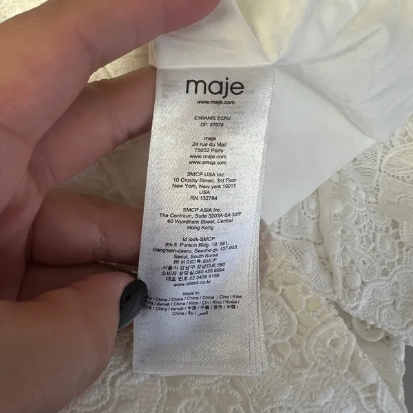 Maje E16IANIS Ecru White Guipure Floral Lace Scalloped High Rise Shorts - Image 7