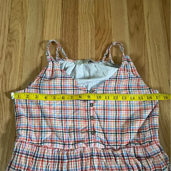 Loft Midi Dress Womens 4 Orange Blue Plaid Western Cowgirl Farm Cotton - Image 5