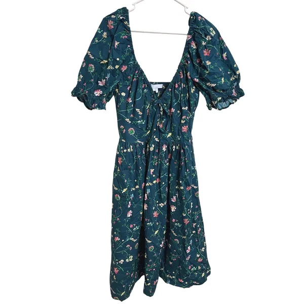 Hill House Ophelia Midnight Garden Floral Midi Dress Mushroom Fairy Milkmaid XL - Image 2