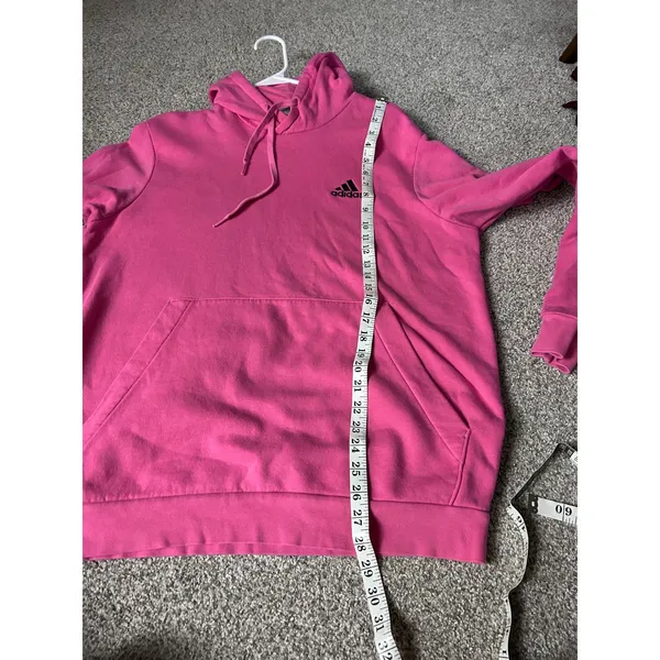 Adidas Pink Hoodie Womens L/G Pullover‎ Sweatshirt Embroidered Logo Activewear - Image 6