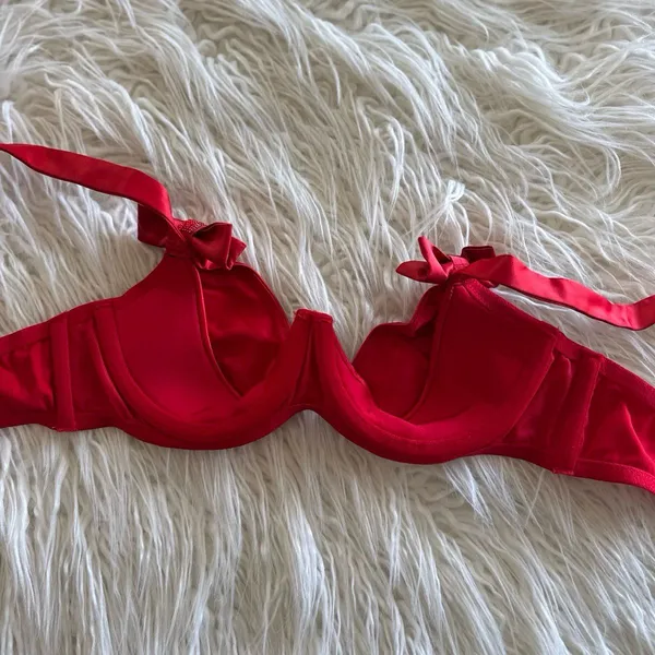 Victoria’s Secret Dream Angels Twinkle Bows Satin Bra Bright Vermillion Small - Image 11