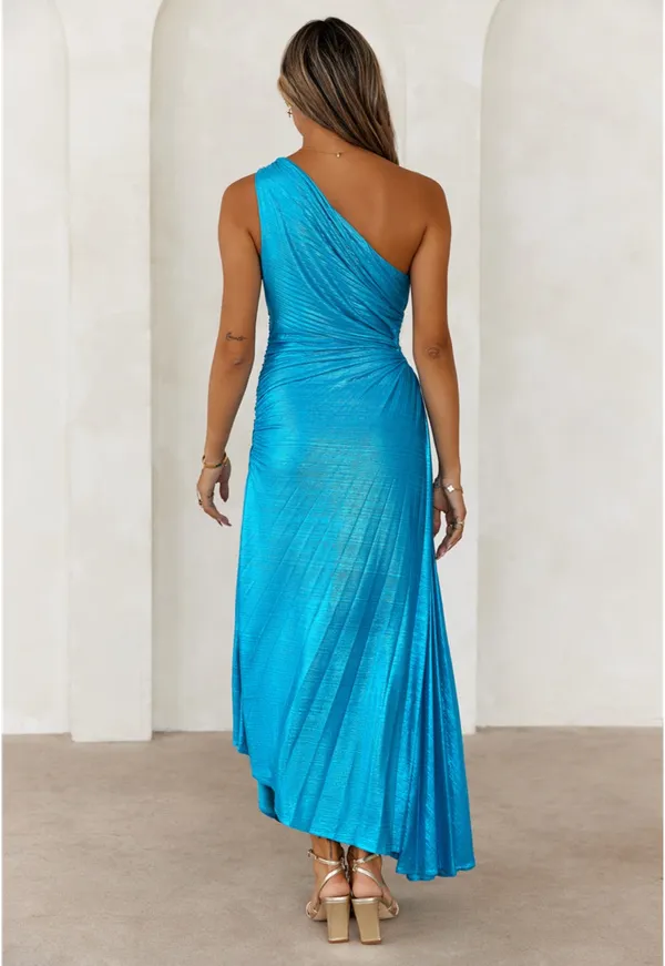 Sapphire SoiréE One Shoulder Maxi Dress Turquoise - Image 2