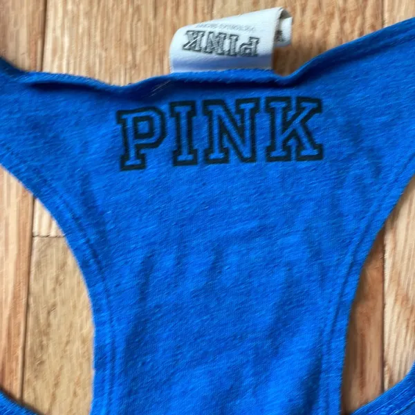 PINK Victoria's Secret Shirt Womens Large Blue White Tank Top Logo Ladies - Image 10