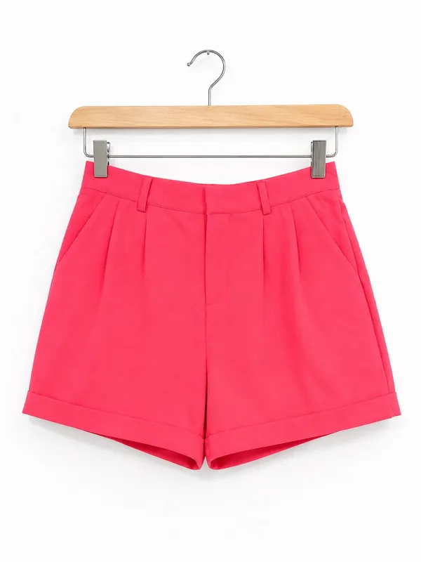 High-Rise Neon Pink Tailored Bermuda Shorts - Image 2