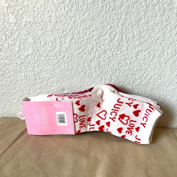 Juicy Couture Cream, Pink and Red Love Crew Socks 6 pairs - Image 2