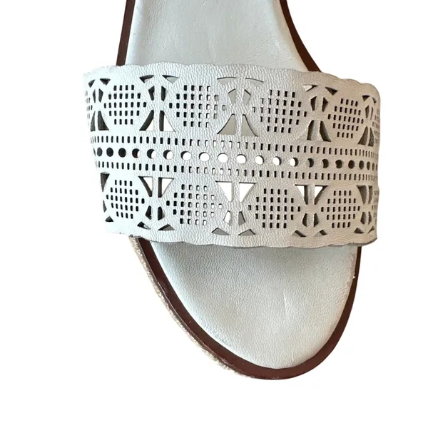 Tory Burch Roselle Platform Espadrille Wedges‎ White Leather 10 - Image 10