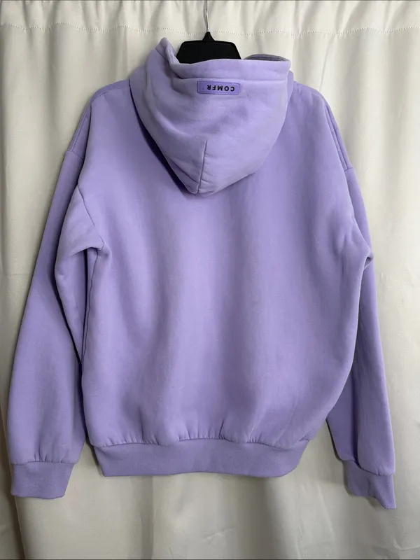 Comfrt Cozy Pastel Lavender Hoodie Heavy Cotton Oversize Sweatshirt Medium - Image 3