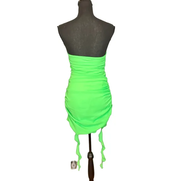 Superdown Mermaid Green Mini Dress SMALL Ruffle Bodycon Ruched Revolve $84 NEW - Image 7