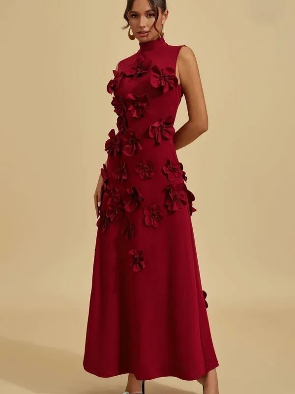 Classy Red Wine Dress. Sleeveless. Sophisticated. Size Medium - Image 4