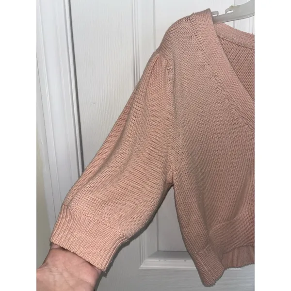 Aritzia Wilfred Merino Wool Blend Blush Pink Canterbury Crop Cardigan S - Image 5