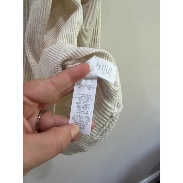 Aerie LumberJane Waffle Shirt Cream Ivory Oversized Button Down Top Medium - Image 6