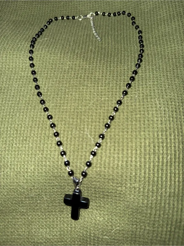Black Beaded Cross Necklace - Unbranded Women's Jewelry - Image 3
