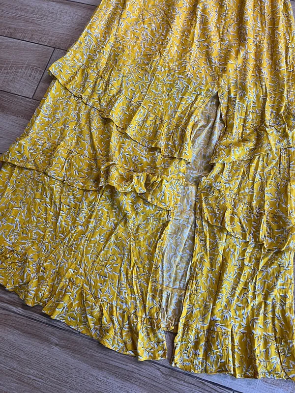 Womens Zattcas Yellow Floral Strapless Maxi Dress - M - Image 3