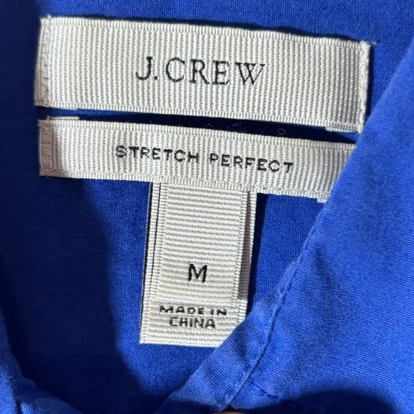 J. Crew Womens Size M Blue Stretch Perfect Long Sleeve Button-Front Cotton Shirt - Image 3