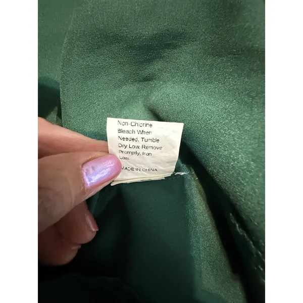 Dress to Success Halter Top Lounging Dress Maxi Women's M Green Satin Open Skirt - Image 5