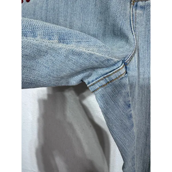A-Z-I Jeans 6 Blue Denim Jeans Women's Embroidered Beaded‎ Flare Y2K Boho Hippie - Image 8