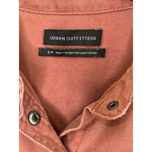 Urban Outfitters Rose Pink Utility‎ Romper Button Front Short Sleeve Snall Safar - Image 3
