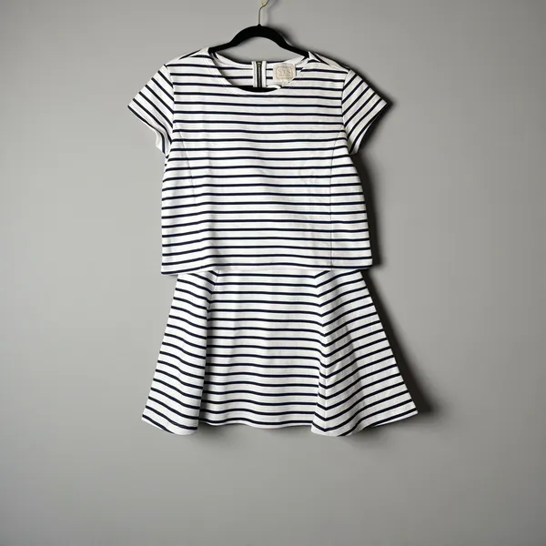 STS Sail to Sable Navy White Stripe Knit Skirt Set Tunic Top M‎ - Image 2