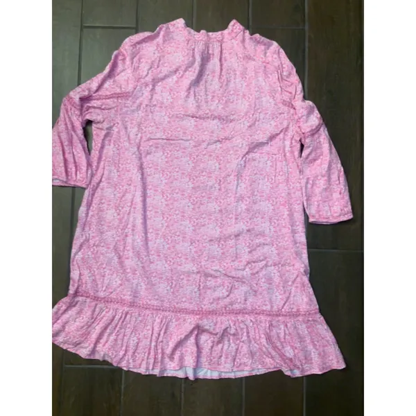 Crown & Ivy Dress XL Pink Floral Ruffle Hem Tassel Boho Preppy Shift - Image 6